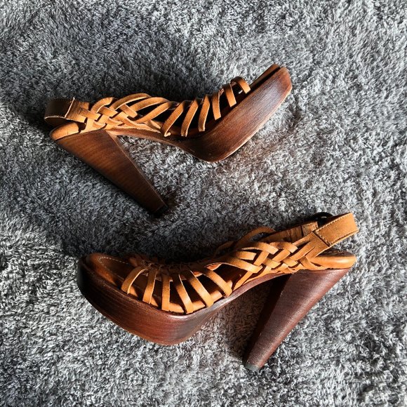 Frye Joy Huarache Slingback Leather Heels - Picture 2 of 8